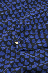 Frida Blouse | Black/Bright Blue