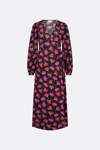 Nia Dress | Black/Cerise Red