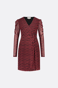 Flake Dress | Black/Cerise Red