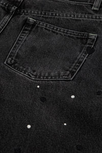 Bonnie Wide Leg - Rhinestone | Washed Dark Grey