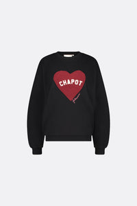 Terry Sport Heart Sweater | Black