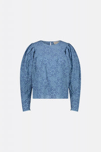 Mya Top Allover Embro | Kahlo Blue