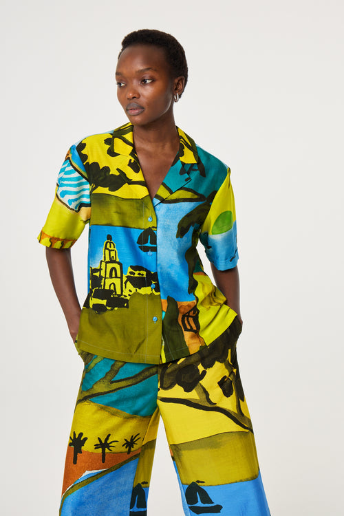 Brock Blouse | Yellow/Blue