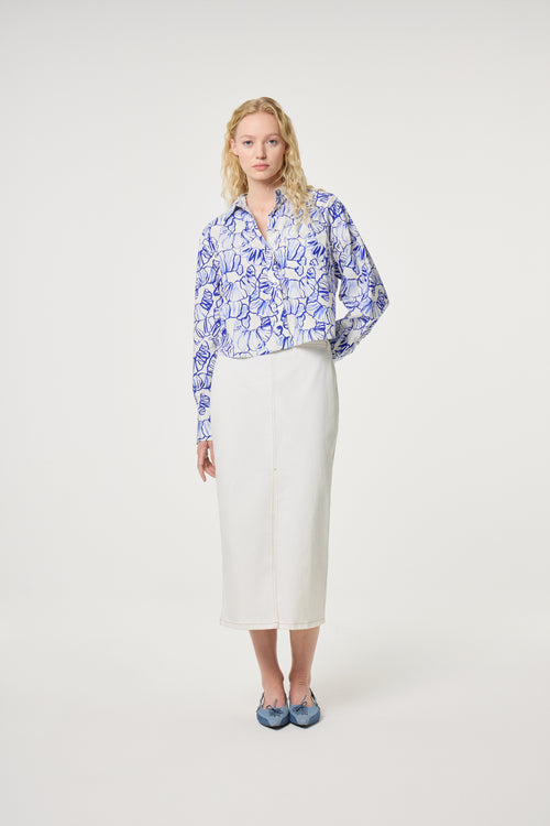 Haidy Blouse | Cosy White/Cobalt