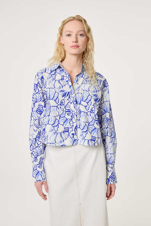 Haidy Blouse | Cosy White/Cobalt