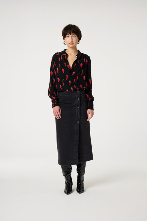 Coco Blouse | Black/Red Hot Chilli