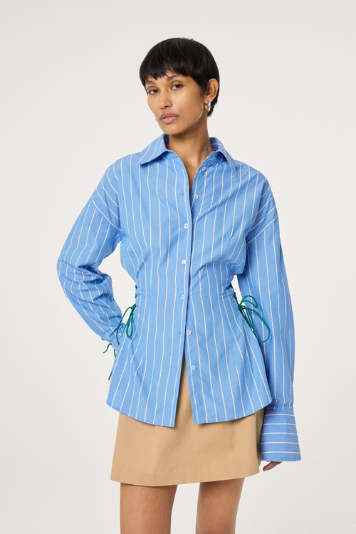 Indra Blouse | Marina Blue/Cosy White