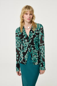 Kevis Blouse | Black/Mint Green