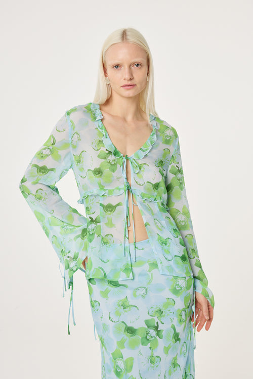 Tinie Blouse | Light Blue/Green