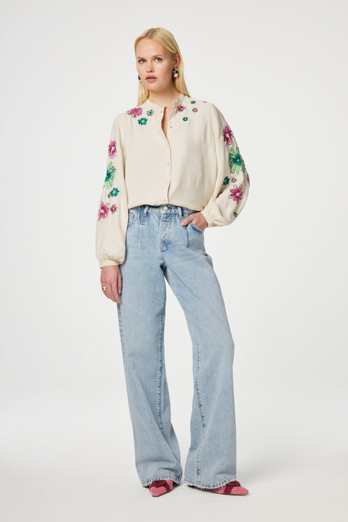 Harry Blouse | Warm White/Purple