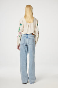 Harry Blouse | Warm White/Purple