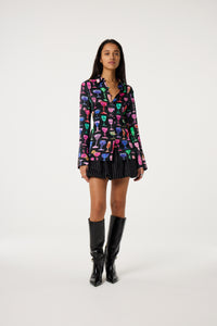 Kaia Blouse | Black/Disco Red