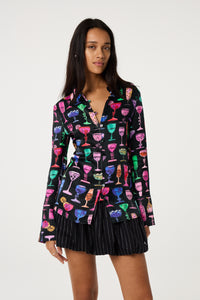 Kaia Blouse | Black/Disco Red