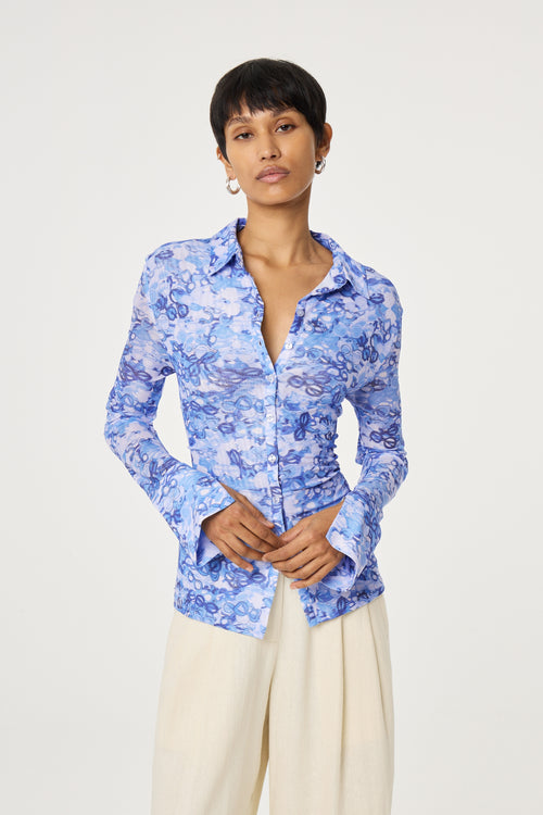 Kevis Blouse | Blue/Cosy White