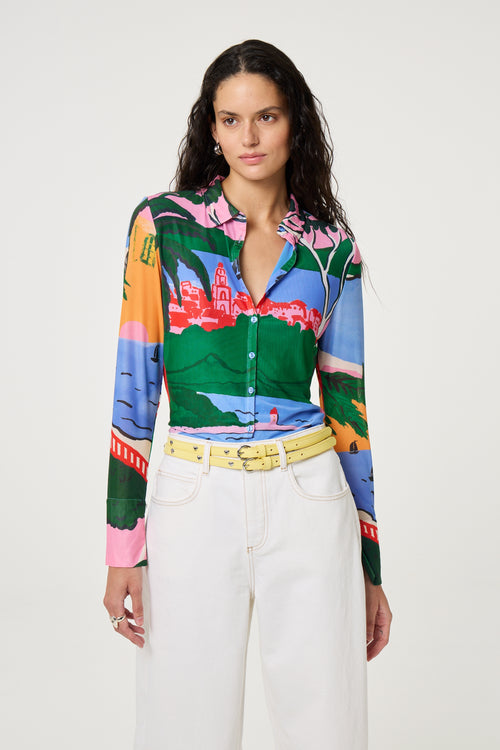 Kevis Blouse | Marina Blue/Evergreen