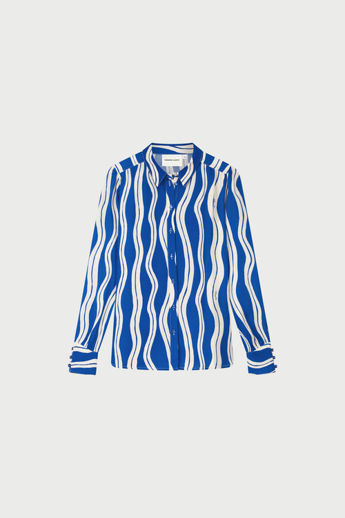 Coco Blouse | Cosy White/Cobalt