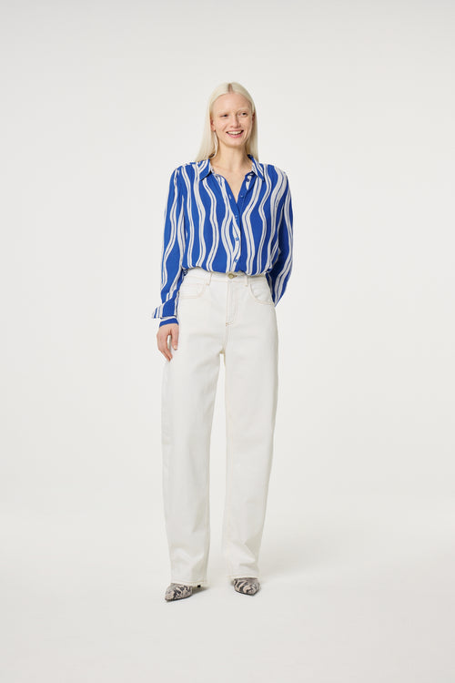 Coco Blouse | Cosy White/Cobalt