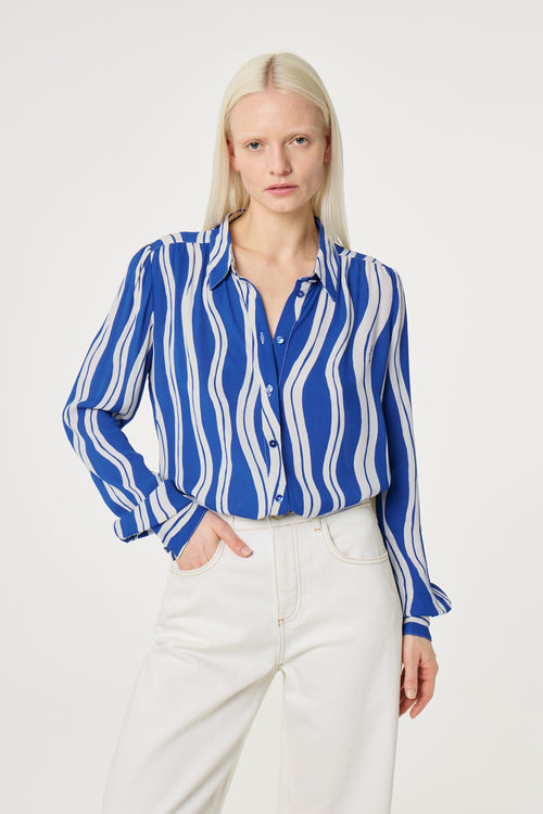 Coco Blouse | Cosy White/Cobalt