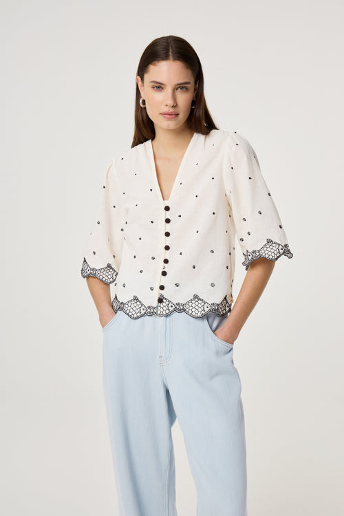 Tylera Blouse | Cosy White/Black