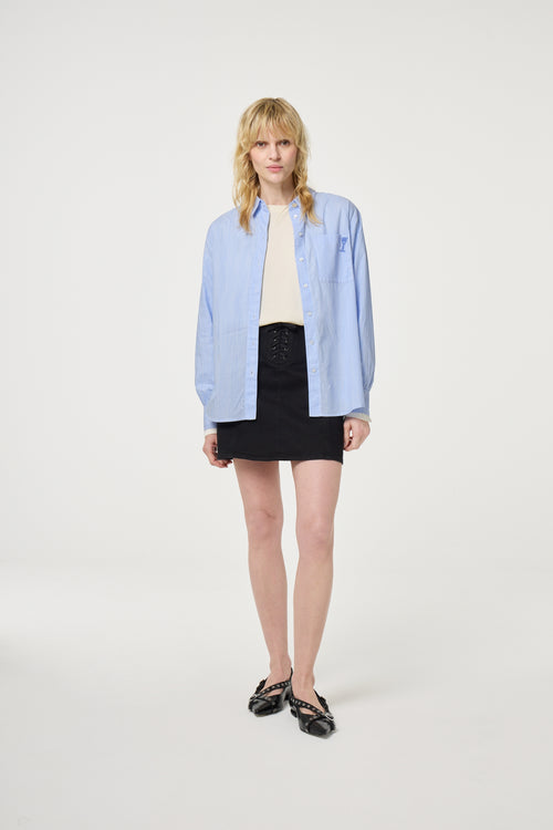 Alex Blouse | Warm White/Pool Blue