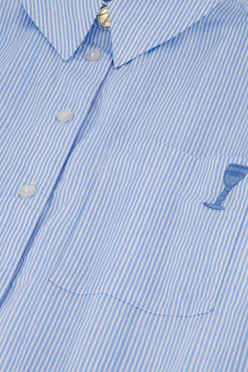 Alex Blouse | Warm White/Pool Blue