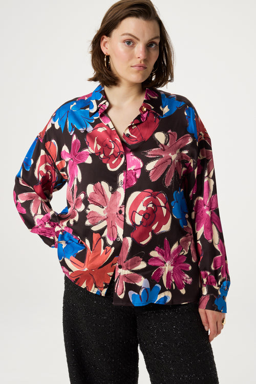 Gabriel Blouse | Black/Bright Blue