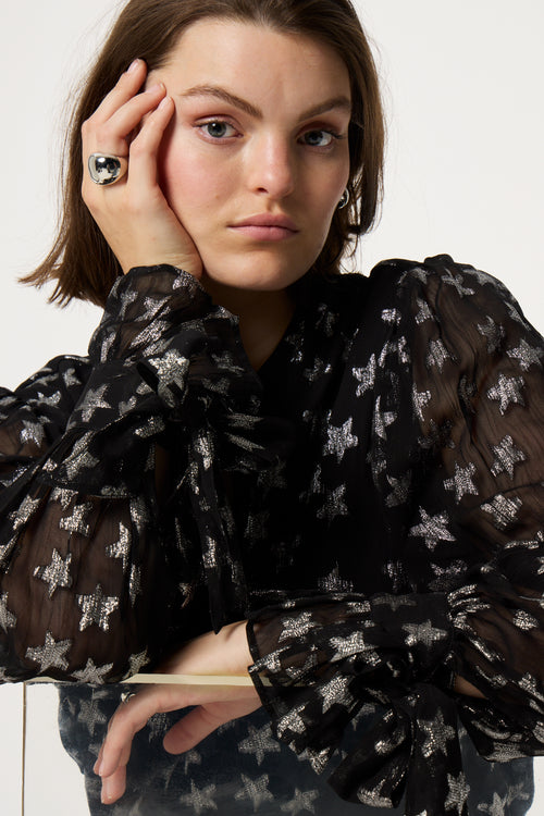 Kylie Blouse | Black/Silver