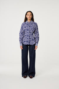 Rosina Blouse | Cosy White/Royal Cobalt