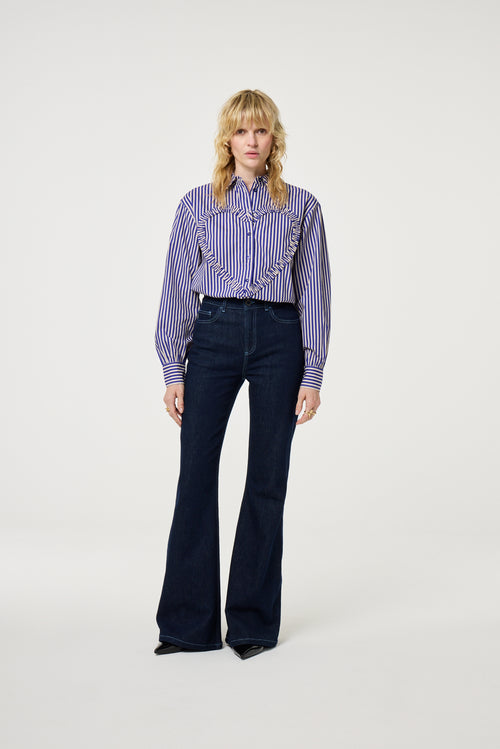 Alex Heart Blouse | Cosy White/Royal Cobalt