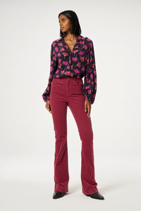 Liv Blouse | Black/Cerise Red