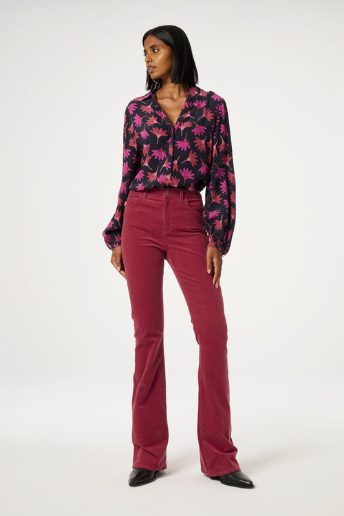 Liv Blouse | Black/Cerise Red
