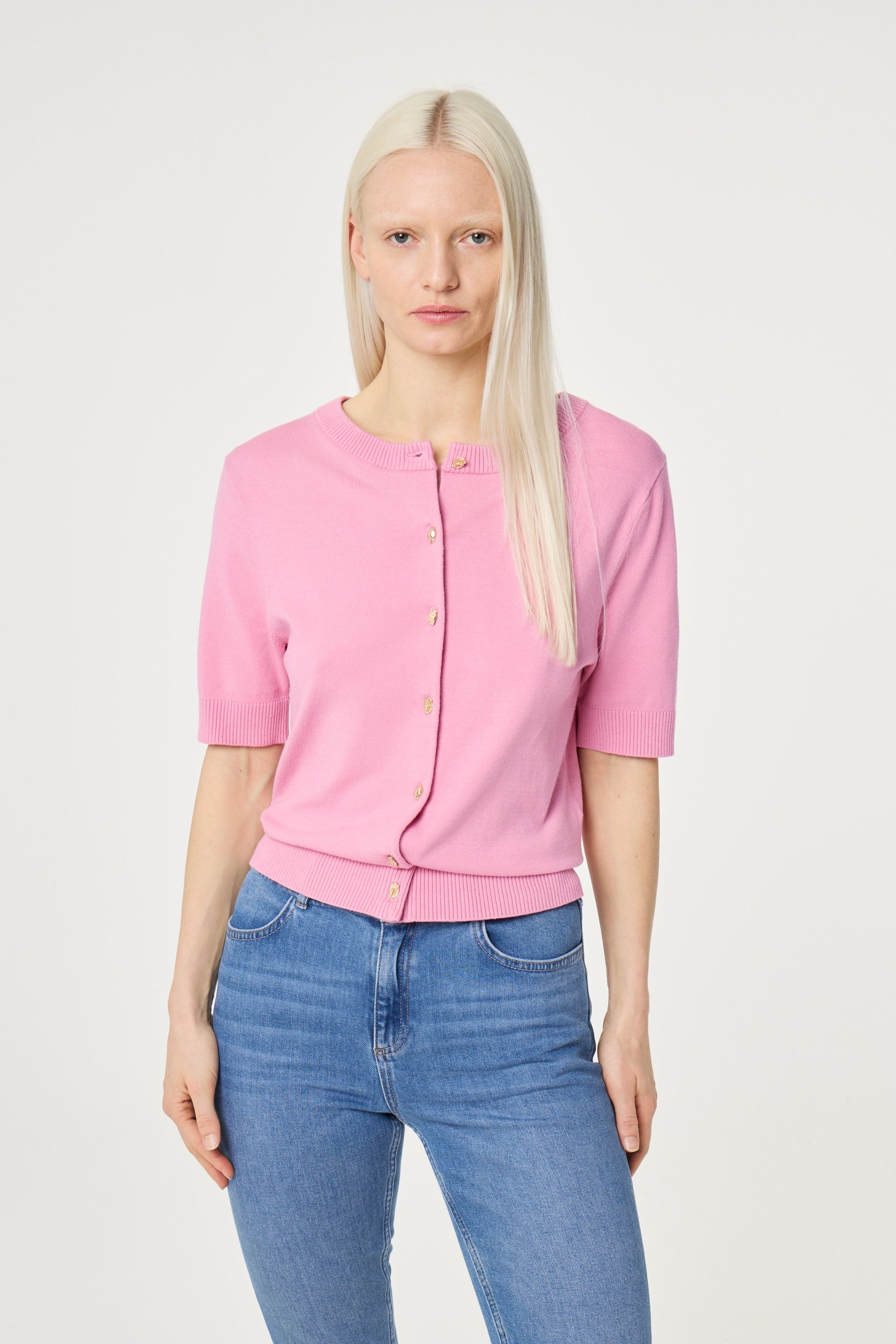 Molly Short Sleeves Cardigan | Pink Rendez Vous