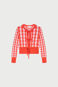 Camille Cardigan | Cosy White/Tangerine Tango