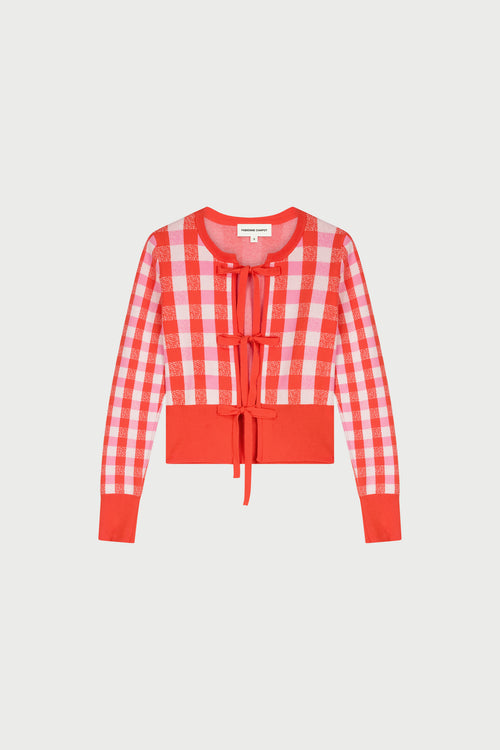 Camille Cardigan | Cosy White/Tangerine Tango