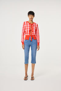 Camille Cardigan | Cosy White/Tangerine Tango