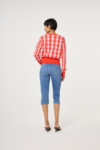 Camille Cardigan | Cosy White/Tangerine Tango