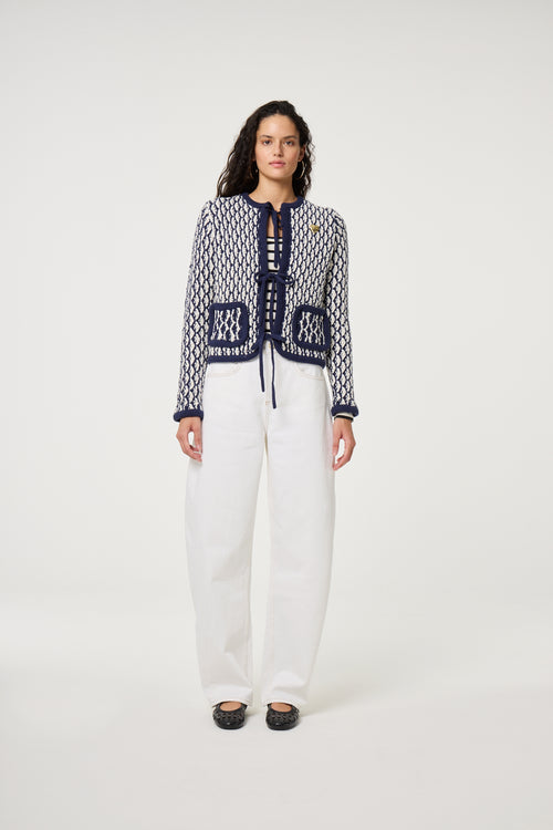 Balou Cardigan | Cosy White/Navy