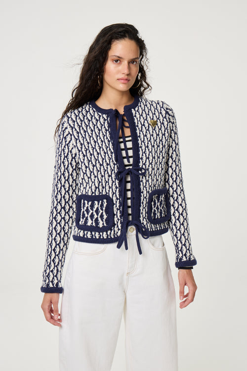 Balou Cardigan | Cosy White/Navy