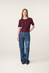 Scarlett Short Sleeve Cardigan | Brigitte Bordeaux