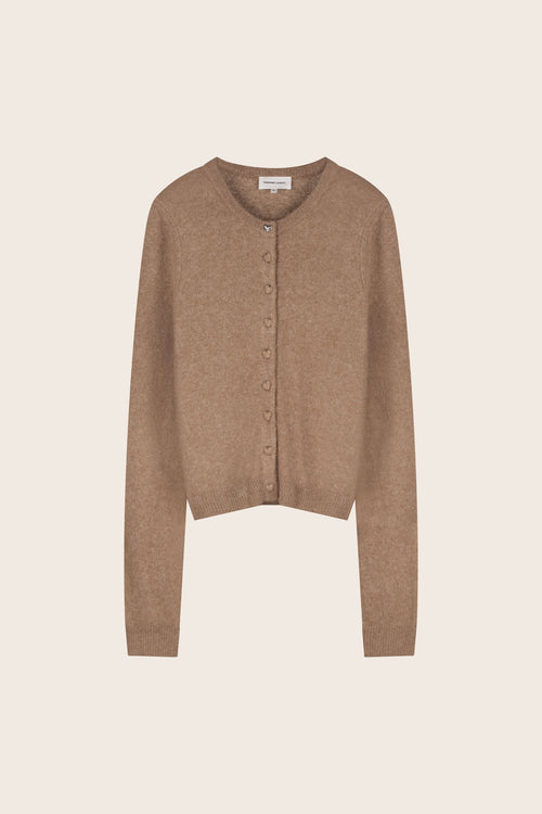 Lidia Button Cardigan | Camel Club Melange
