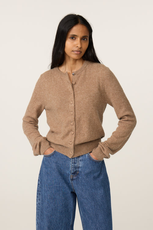 Lidia Button Cardigan | Camel Club Melange