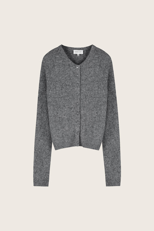 Lidia Button Cardigan | Mid Grey Melange
