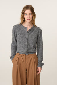 Lidia Button Cardigan | Mid Grey Melange
