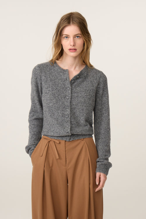Lidia Button Cardigan | Mid Grey Melange
