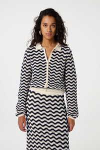 Caro Crochet Cardigan Long Sleeve | After Midnight Blue