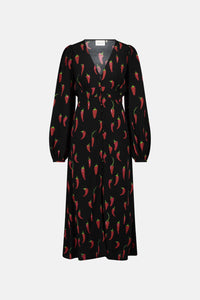 Ana Dress | Black/Red Hot Chilli