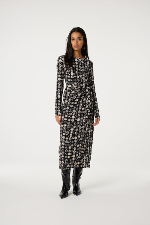 Lilo Midi Dress | Black/Creme Brulee