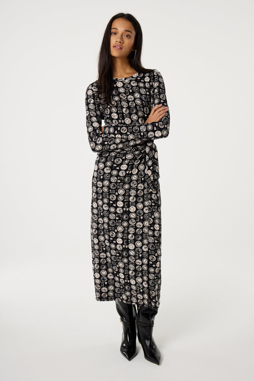 Lilo Midi Dress | Black/Creme Brulee