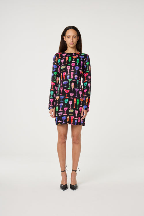 Margarita Dress | Black/Disco Red