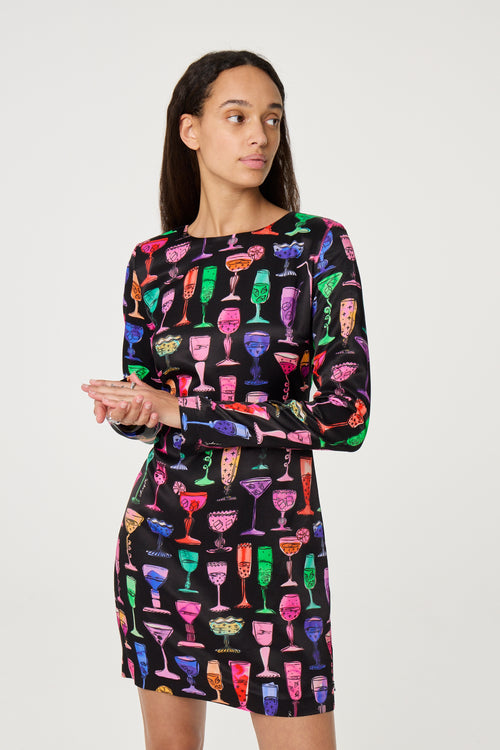 Margarita Dress | Black/Disco Red